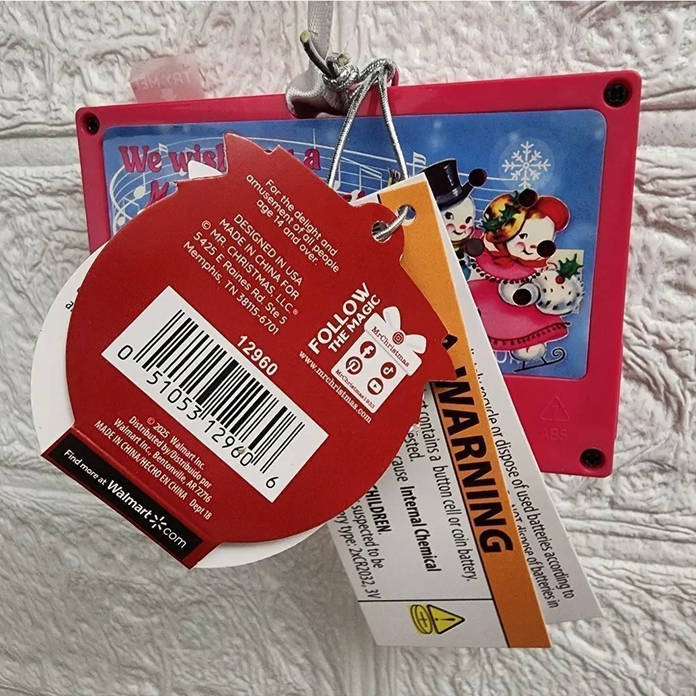 New Retro Santa Cassette Musical Ornament Plays 